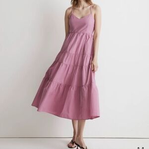 NWT Madewell Sidonie Poplin Maxi Dress Size Small pink open back